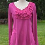 Elle NWT  Pima Cotton Longsleeve Shirt with Pleated Neckline Photo 0