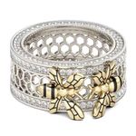 Boutique Unique 2 ct. tw. Two Little Bee Band Ring Inlaid Shiny CZ Two-Tone Sterling Silver Size 6 Photo 1