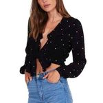 Amuse Society Its Not You Its Me Woven Top Polka Dot Long Sleeve Womens XS Photo 0