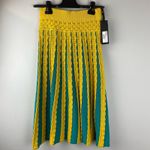 PINKO Striped Crochet Knitted Maldive Skirt In Green Medium $295 Cotton Photo 1