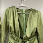 SheIn Green Satin Plunge Neck Long Sleeve Dress Medium M Photo 3