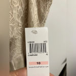 London Times Sleeveless Belted Peplum Dress Champagne Womens size 10 Photo 3