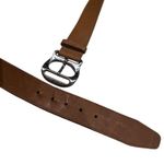 Michael Kors Women's Brown Leather Belt Silver Buckle Adjustable Chunky Photo 5