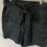 Nicole Miller : Black, Linen Tie-Waist Shorts- 6 Photo 3