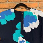 A New Day  Womens XS Navy Floral Print Short Sleeve‎ Shift Dress Button Back NWT Photo 3