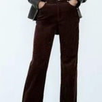 ZARA Brown Corduroy Wide Leg High Waist Pants Casual Womens Size 8 Photo 0