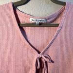 Wallflower Pink Ribbed Crop Blouse with Tie Front Longsleeve Crop top Size Small Photo 4