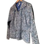 Chico's Chico’s Leather Moto Jacket Reptile Snake Print Blue Gray Full Zip Size Medium 2 Photo 4
