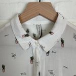 Bershka BSKGIRL Cactus Print Women's Button Down Long Sleeve Shirt White Size S Photo 3