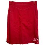 Anthropologie OILILY Red With Floral White Embroidered Cotton Skirt Size 38 Photo 4