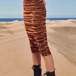 ZARA TULLE PENCIL MIDI SKIRT High-waist w/ Elastic Waistband BROWN SIZE XS NEW Photo 5