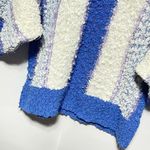 Vintage Acrylic Nubby Bubble Sleeve Sweater Blue White Lilac Large Photo 9