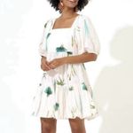 Oliphant Bubble Skirt Smocked Mini Dress‎ In Frond Green Palm Sz XXS Photo 1
