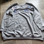 Woman Within  Gray Floral Sweater Photo 1