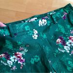 H&M  High Rise, Floral, Side Zip, Dressy Capri Pants, Green, Pink, White, Size 16 Photo 4