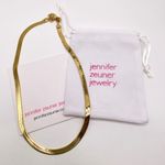 Jennifer Zeuner Gold Herringbone 18" with Pouch Elegant Flat Chain Necklace NWT Photo 7