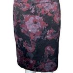 Ann Taylor Skirt Womens 6 Black Pink Floral Flower Pencil Straight Casual Office Photo 0