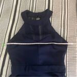 B Darlin Fit & Flare Halter Mini Dress sz 1/2 Navy Blue Mesh Cutout Party Dress Photo 12