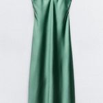 ZARA  Dress wedding emerald green Slip Midi Satin Effect Maxi Coctail Party Photo 12