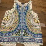 Etcetera  Womens 8 Blue Sleeveless Boho Top Photo 0