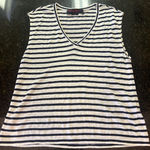 Alice + Olivia  By Stacey Bendet AIR Linen Tank Blouse Shirt V-neck Sz Sm Navy Photo 0