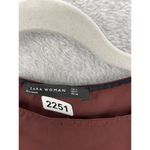 ZARA Women's Shift Dress Solid Burgundy Size Medium Long Sleeve Knee Length Photo 2