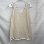 Loft women's cream gold metallic thick knit v-neck sweater tank top stretch S Photo 5