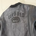 Vintage Y2K Ecko Unlimited Reversible Leather Bomber Jacket Red Fur Womens Large Black Photo 10