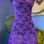 Y2K Purple Lace Lingerie Slip Dress – Sheer Floral Mini Size Medium Photo 3