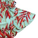 PatBo Mint Green Wrap Dress Puff Sleeves Cranberry Leaf Print Size 8 Women's Photo 5