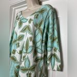 Talbots Abstract White Floral Cotton V-Neck Light Long Sleeve Shirt Sweater Sz M Photo 4