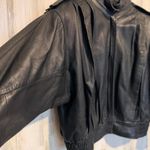Vtg Echtes Leder Genuine Leather Bomber Jacket Black Women’s UK 14 US M Lined Size M Photo 2