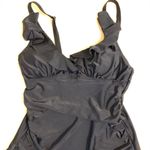 Sheshow Black Ruffle Flounce One Piece Monokini Swimsuit Tummy Control V-Neck M Photo 4