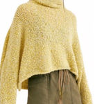 Anthropologie Chelsea & Theadore BFF Oversized Cowl Neck Crop Sweater Quince Yellow Small Photo 0