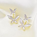 Pearlescent White Butterfly Ear Jacket Earrings Gold Photo 5