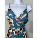 BOG Collective Teal Floral Print Jumpsuit Spaghetti Strap Size M Blue Size M Photo 2
