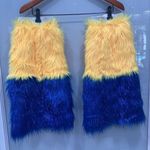 New Blue Yellow EDC Rave Sparkly Rave GoGo Fuzzy Fuzzies Leg Warmers Handmade Photo 2