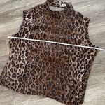 Vintage apart silk high neck leopard print sheer sleeveless blouse medium Brown Photo 9