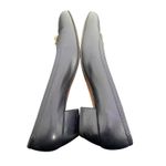 Salvatore Ferragamo  Boutique Navy Blue Heels Size 7.5 Gold Crest Low Heel‎ Pumps Photo 8