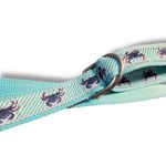 LL Bean Crab Ribbon Belt Sz Medium Large Aqua Blue Turquoise Blue D Ring 43" Photo 9