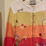 Heirloom Collectibles Striped Spring Sweater Butterflies Flowers Size S Pink Photo 1