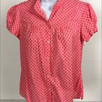 St. John St Johns Bay Women Top White Diamond Pattern Short Sleeve Buttons Photo 0