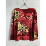 Womans Dress Barn Pullover Top XL Red Pink Long Sleeve Sequins Photo 1