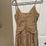 Storia  Spaghetti Straps Floral Brown Dress Ruffles Lined Size Large Photo 6