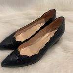 French Sole FS/NY Woman’s Scalloped Terrazzo 2 Navy Leather Wedge Shoe S… Blue Size 6.5 Photo 2