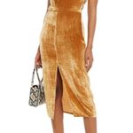 Reformation 💕💕 Emira Velvet Dress ~ Gold 2 NWT Photo 5