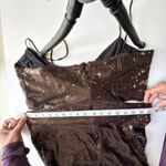 HALSTON Chloe Gown Maxi Dress in Sequins Espresso Brown Size 12 Photo 15