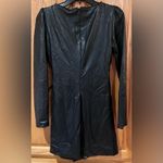 ZARA  Vegan Faux Leather Sweatheart Neck Long Sleeve Mini Wrap‎ Dress Size Medium Photo 13