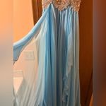 Sherri Hill embellished rhinestone bodice turquoise blue strapless gown Photo 4