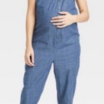 The Nines By Hatch Button Chambray Denim Jumpsuit Maternity Women’s‎ Size Small Blue Photo 0